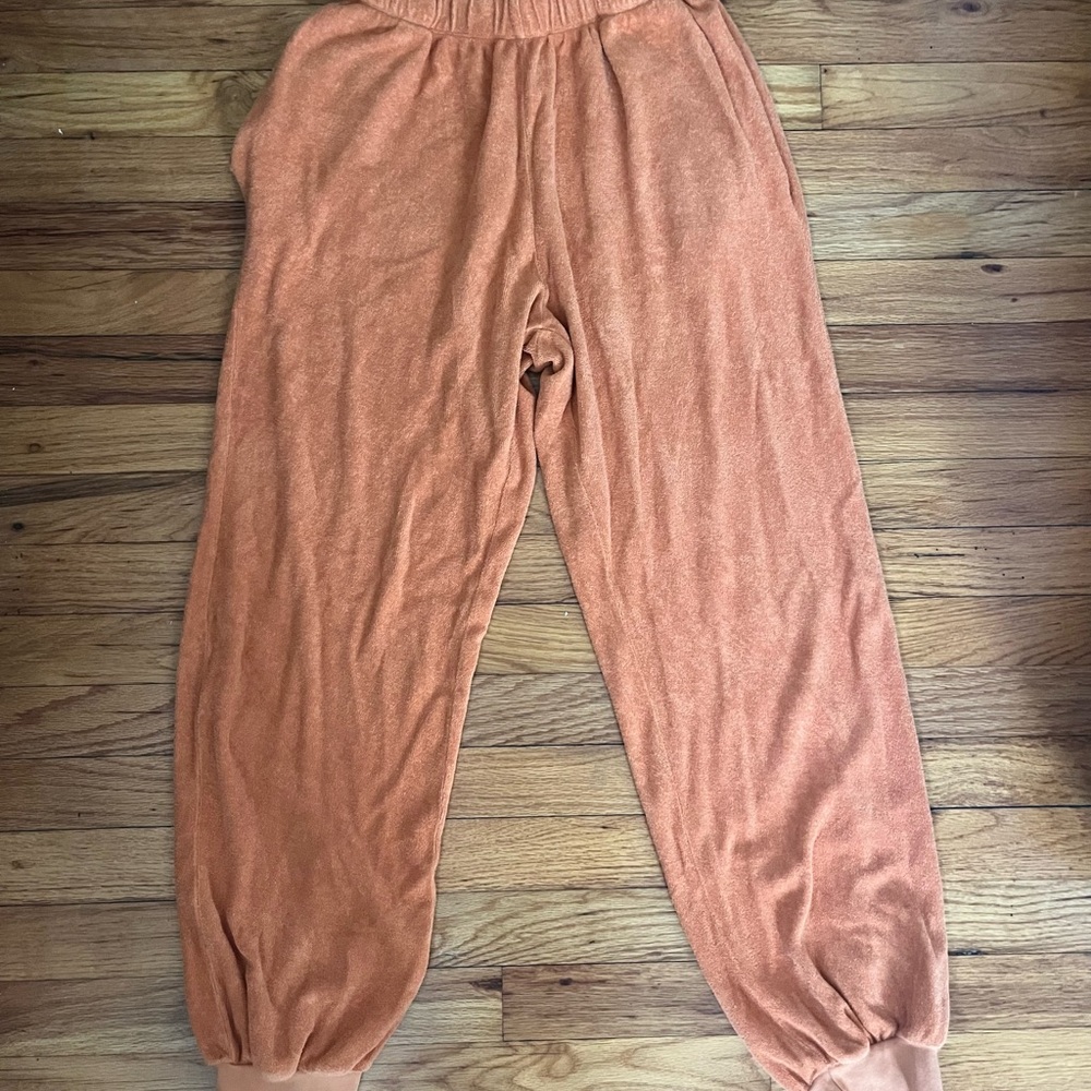 Orange Track Pants with Elastic Cuffs and Waistband